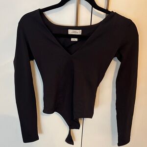 Babaton Black V-Neck Bodysuit